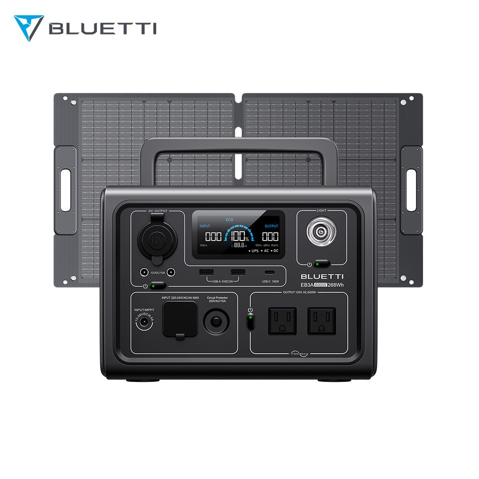 BLUETTI EB3A Portable Power Station+60/100/200W Solar Panel Kit Solar ...