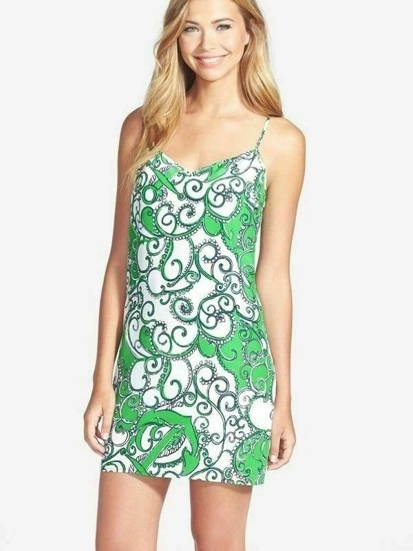 Lilly Pulitzer Silk Dusk Dress Go Go Green Shape Up or Ship Out XS