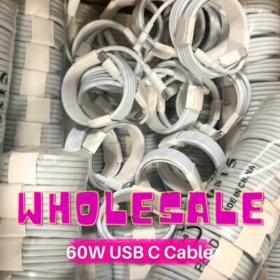 60W USB-C to USB-C Fast Charger Cable PD Type C Data Cord Lot For iPhone15 16 17