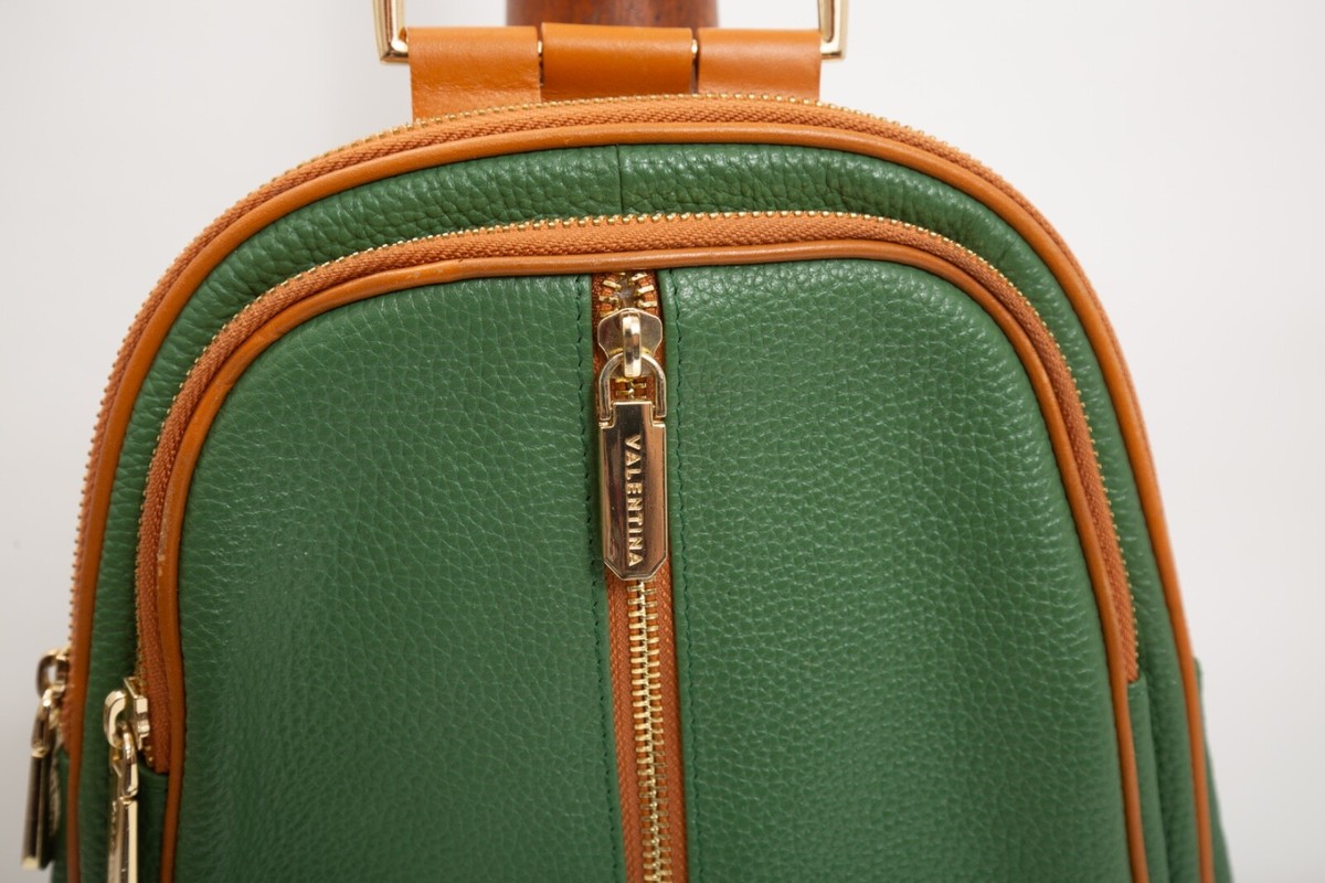 Valentina Dark Green and Tan Leather Mini Backpack Small backpack Valentina Life | Bric main image 2