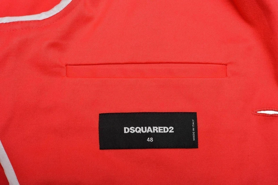 Chaqueta Blazer Dsquared2 Rojo Coral Tres Botones Para Hombre US S IT 48 Foto 3 de 3