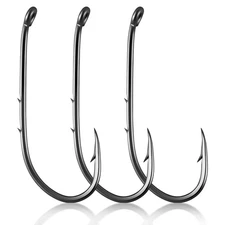 Dr.Fish 100 Pack Baitholder Hooks Freshwater Fishing Hooks, Down Eye, Offset,...