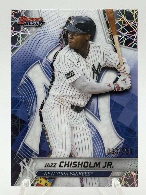 2025 Bowmans Best Lazer Refractors #28 Jazz Chisholm Jr. 063/350