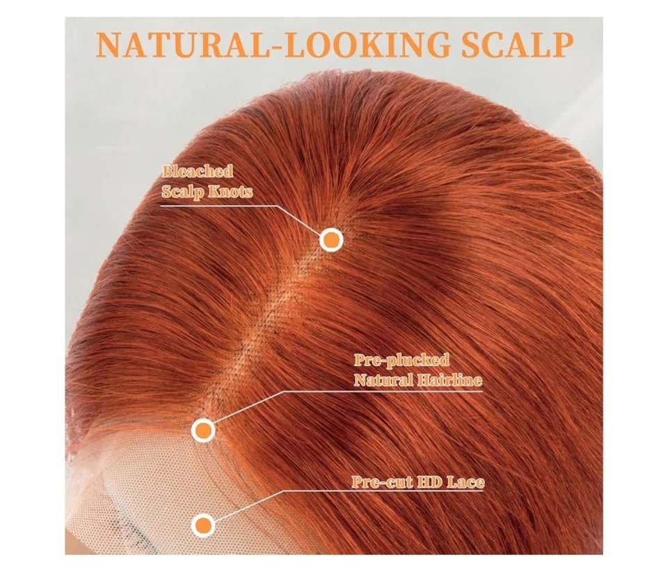 Peluca de jengibre de 30 pulgadas cabello humano 13x6 HD pelucas frontales de encaje cabello humano peluca ondulada corporal Foto 2 de 4