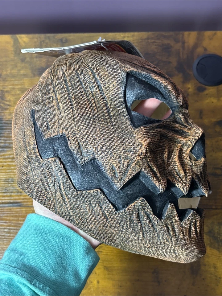 Pumpkin Head Mask Evil Scary Fancy Dress Up Halloween Adult Costume Accessory - Image 2 of 4