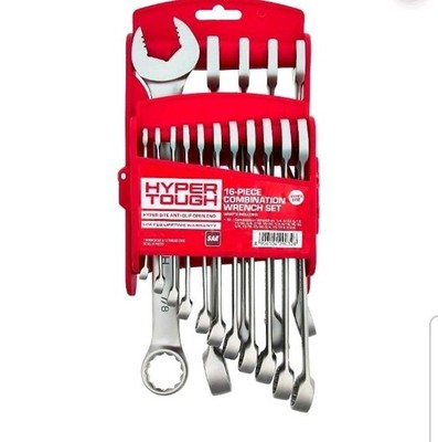 Hyper Tough Combination Wrench Set, SAE, 16 Pieces