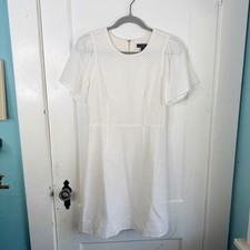 J. Crew White Eyelet Flutter Sleeve Dress Size 4 100% Cotton Romantic Feminine