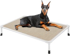 Chew Proof Elevated Dog Bed - Cooling Raised Pet Cot No-Slip Feet