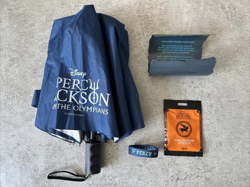 SDCC 2026 Percy Jackson The Olympians Wristband Scroll Umbrella Blind Bag Pin