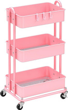 3-Tier Heavy Duty Metal Utility Rolling Cart with Locking Caster,Mobility,Sturdy