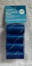 Vibrant Life Dog Waste Bags Refills 9" x 14", Total 120 Count on 8 Rolls - Blue