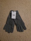 UGG Men's Gray Knit Leather Patch Touchscreen Gloves