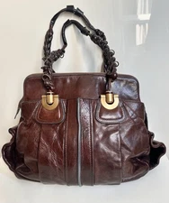CHLOE Heloise Satchel Bag Mocha Brown pebbled Leather Tote Shoulder Original