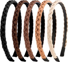 Braided Headbands for Women Girls 5Pcs, Thin Headbands Non-slip, Braid Headband