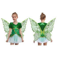 Girls Costume Dress Set Performance Outfit Flower Fairy Halloween 2 Pieces Mesh