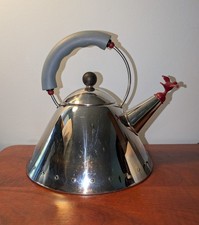 Alessi 9093 Michael Graves Kettle with Bird Whistle, Blue Handle 18/10 Teapot