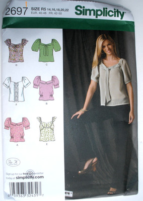 Simplicity Sewing Pattern 2697 Misses' Summer Tops sizes 14-22 UC