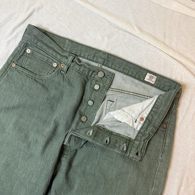 levis 501 white oak cone denim Green Jeans Mens 36x30 Fits 35x27