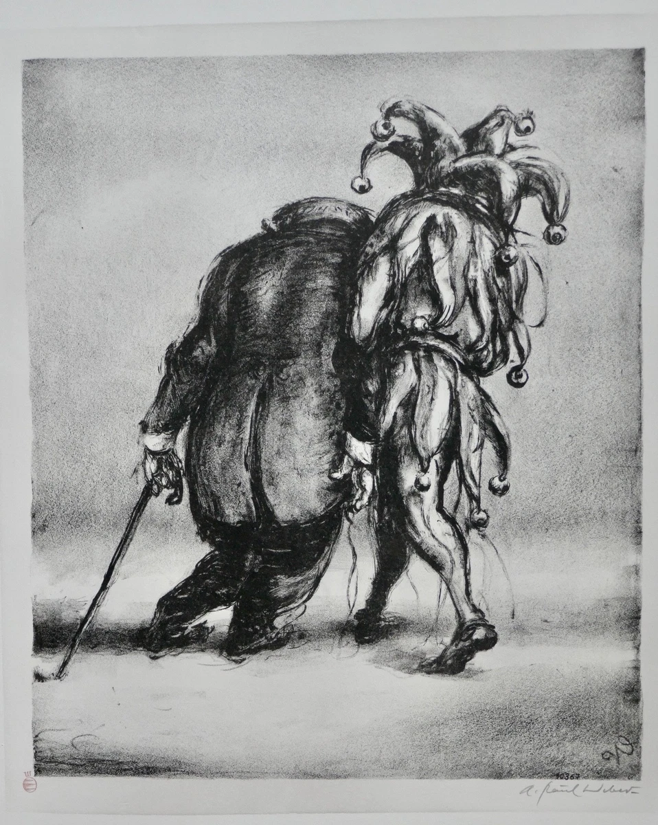 A. Paul Weber, Original Lithographie 1967, signiert, Der müde Krieger
