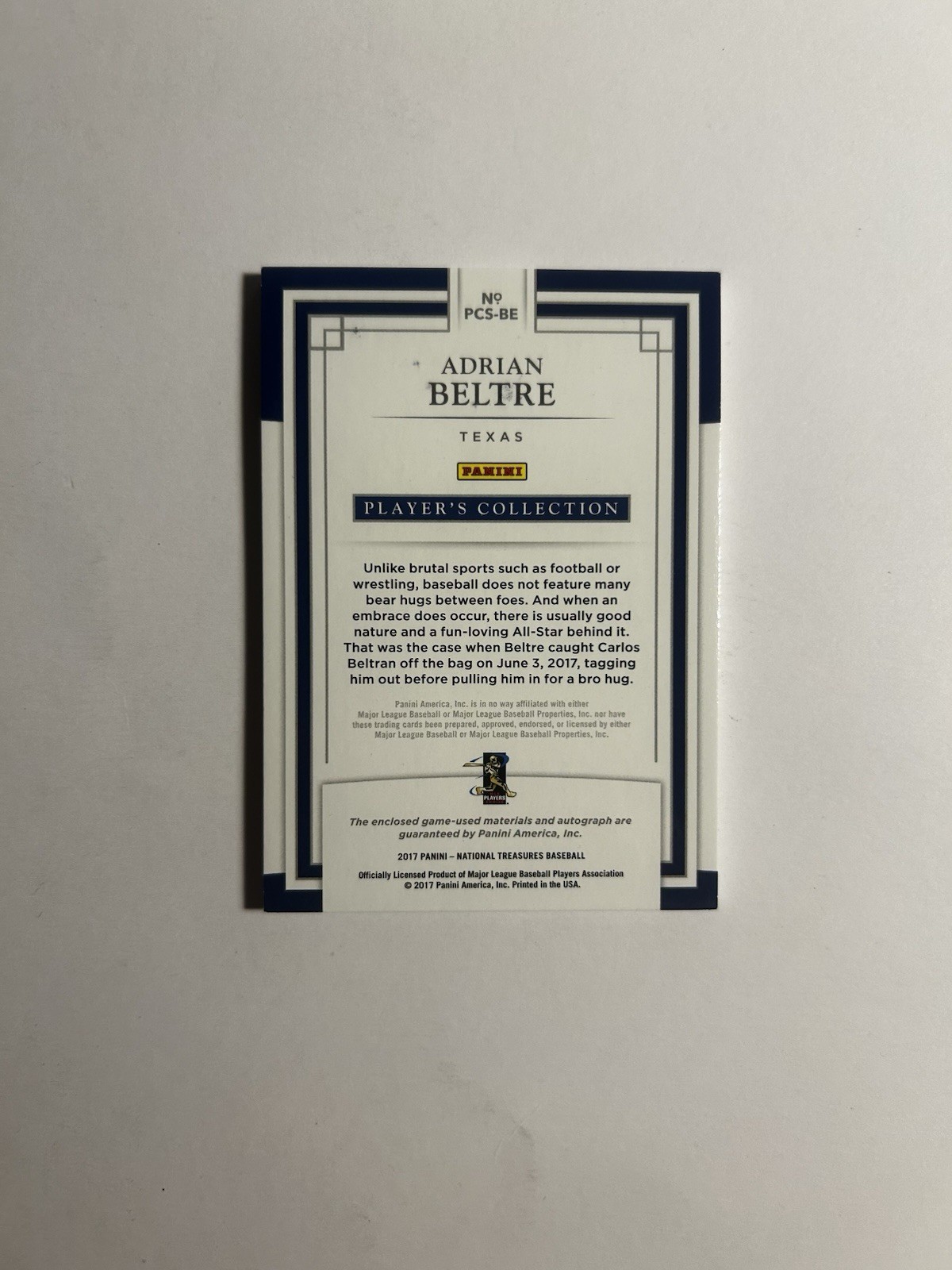 Panini 2017 National Treasures Adrian Beltre Player's Collection Auto Relic /25 view 2