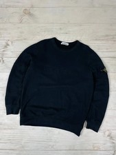Stone Island Garment Dyed Intarsia Logo Sweatshirt Men Sz L Black