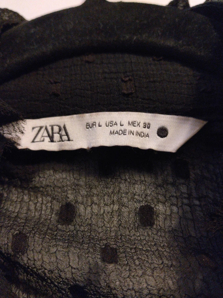 Blusa de malla transparente ZARA talla L volantes caprichoso hada grunge moño Foto 4 de 4