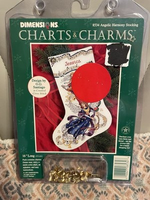 Dimensions Charts &Charms ANGELIC HARMONY Counted Cross Stitch Stocking Kit 8534