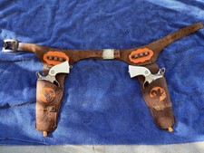 Christmas Vintage Daisy cap gun holster unusual rig W Spitfire toy pistols nice
