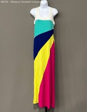 Renee C Womens Multicolor Colorblock 9739DR Maxi Racerback Dress Large