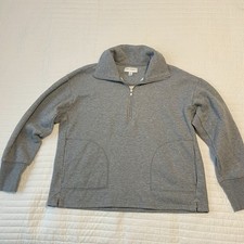 Children s Large Grey 1/4 Zip Cotton Pullover With Pockets soft and comfortable