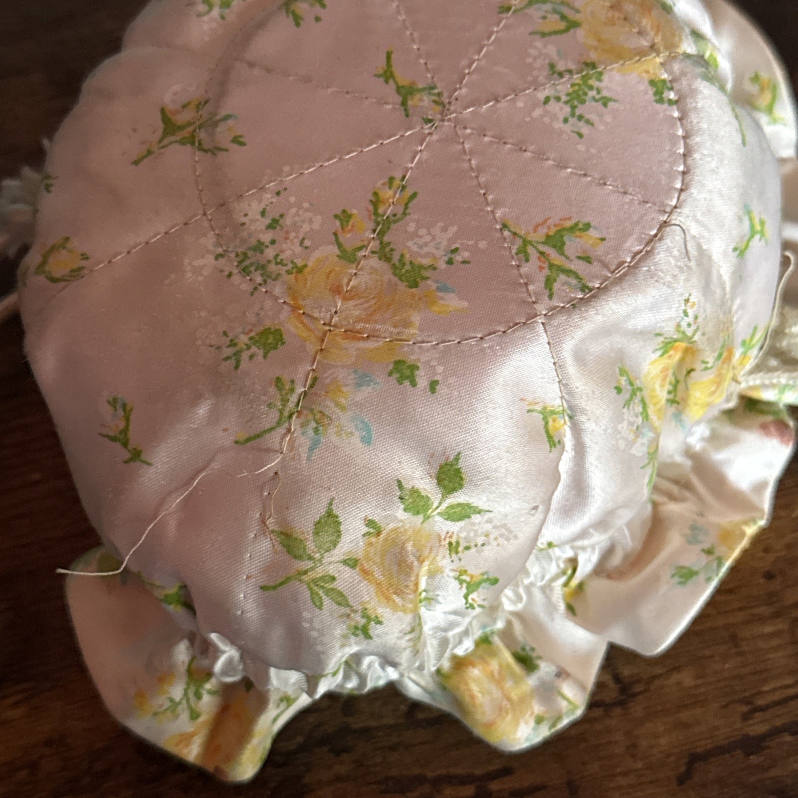 White/Orange Silk Drawstring Tiny Makeup Bag - image 5