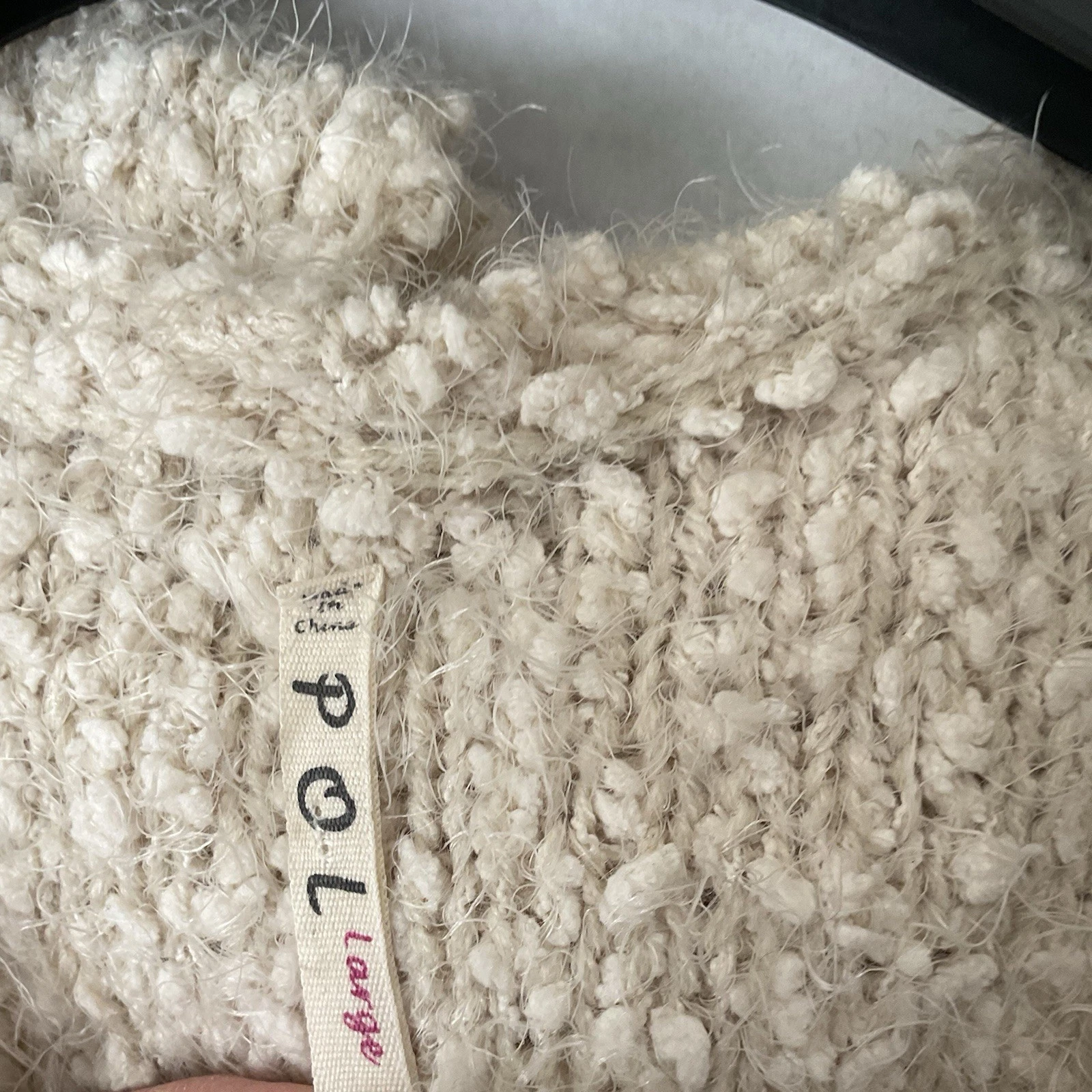 OFF WHITE Pol Popcorn Cardigan Felpa con Cappuccio Grande Crema Grossa Fuzzy Oversized Bohemien