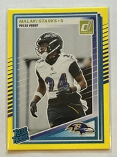 2025 Panini Donruss Football Rated Rookie Malaki Starks #346 Yellow Press Proof