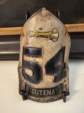 Vintage Leather Fire Helmet Front Cairns FDNY Engine 54 Manhattan Lt War Years