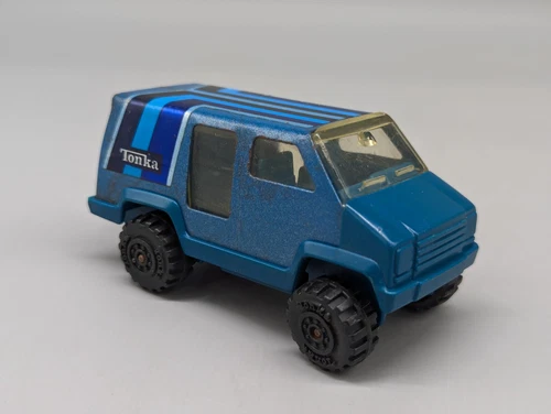 Tonka Vintage 1978 #121 Mini Blue Striped Black Silver Van Made in USA