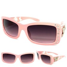 CLASSY Elegant WESTERN Rustic COWGIRL SUN GLASSES Pink Frame Silver Butterfly