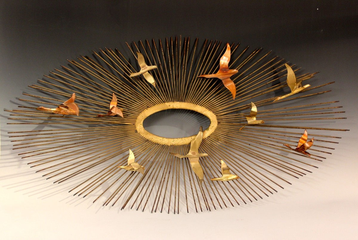 Curtis Jere MCM Vintage Brass Mid Century Modernist Sunburst Wall