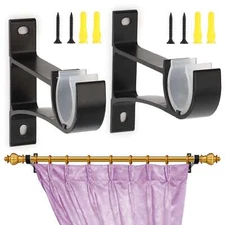 Aluminum Alloy Single Curtain Rod Brackets Window Wall Holders for Drapery