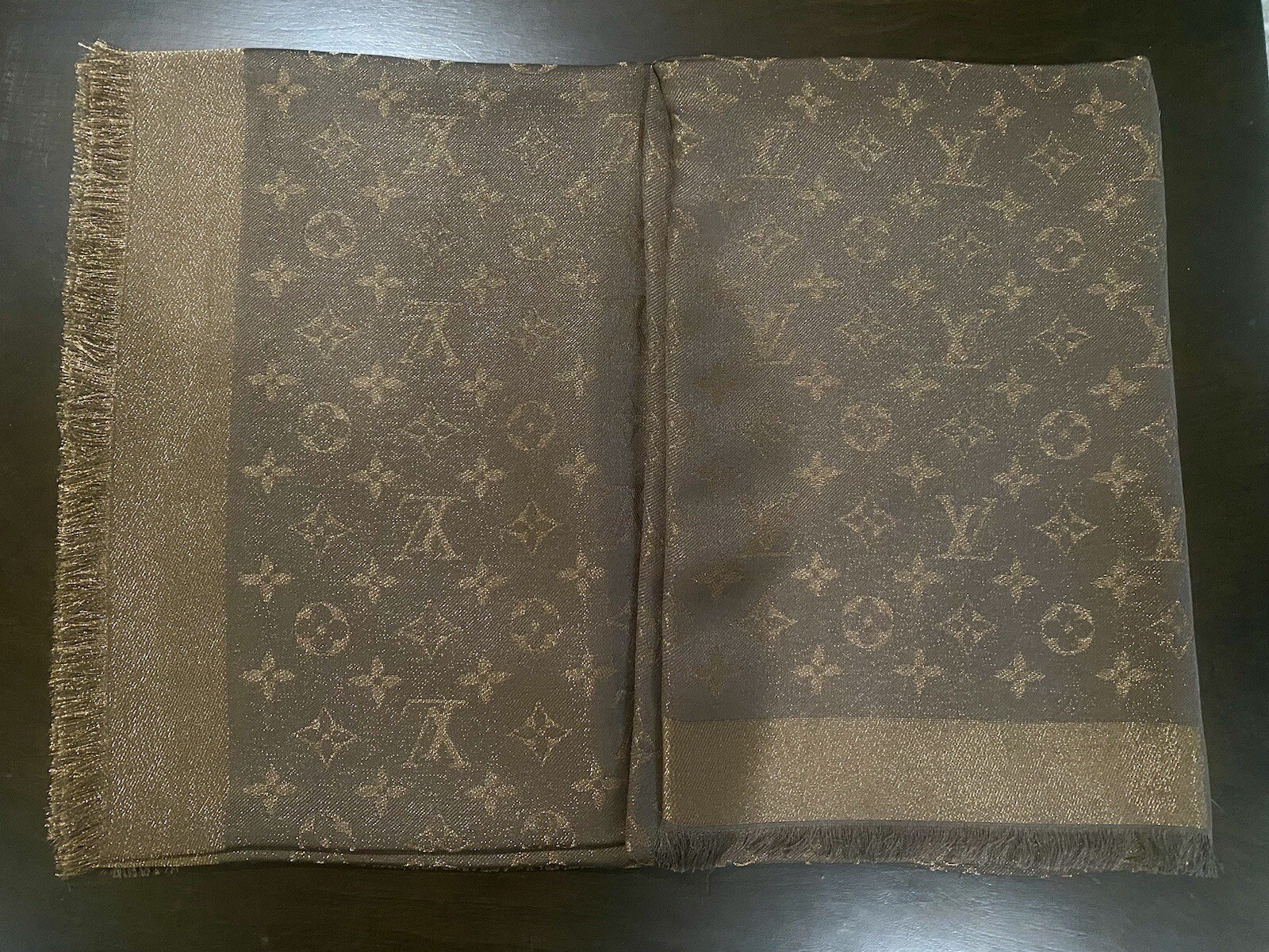 100% Authentic Louis Vuitton BROWN SHINE Shawl, Ref M75122 | eBay