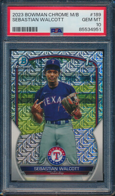 メタコレアントマン10体セット外箱破損有り PSA 10 SEBASTIAN WALCOTT 1st 2023 Bowman Chrome MEGA BOX Mojo