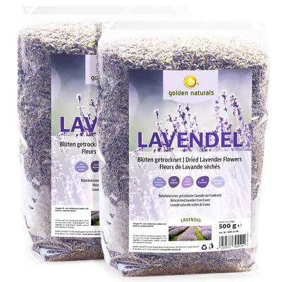 GOLDEN NATURALS Lavanda seca 2 x 500 g fragante natural puro Francia té hornear decoración