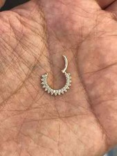 Hinged Nose Ring Jewelry Septum Clicker Hoop with Natural Diamond 14k Solid Gold