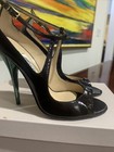 Jimmy Choo 37.5 Stunning Petrol Black Iridescent Patent Ankle Strap Pump 4.5 in — photo 6
