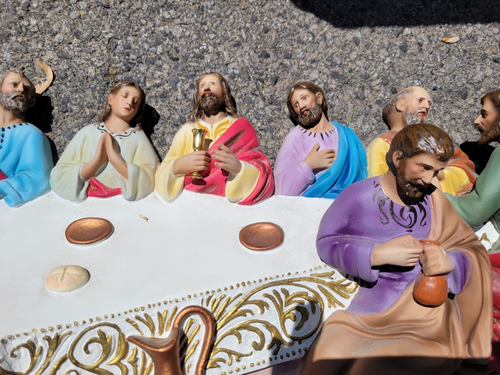 Vintage 3-D LARGE Jesus The Last Supper Statue Wall Plaque / Standing Figurine - Picture 10 of 23