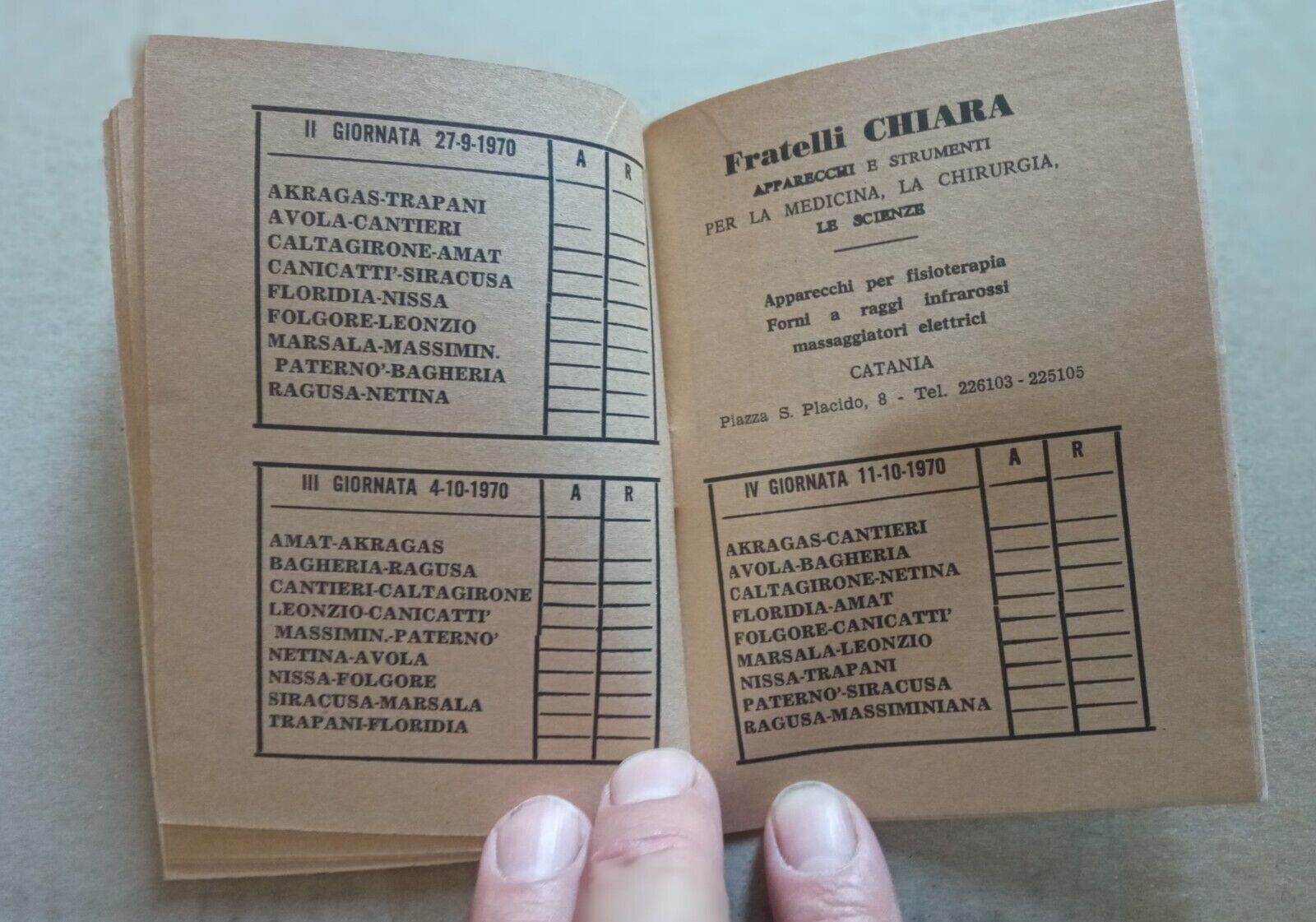 Calendario da tasca Calcio 1970-1971 Serie A e Serie B Viamal R503 ^