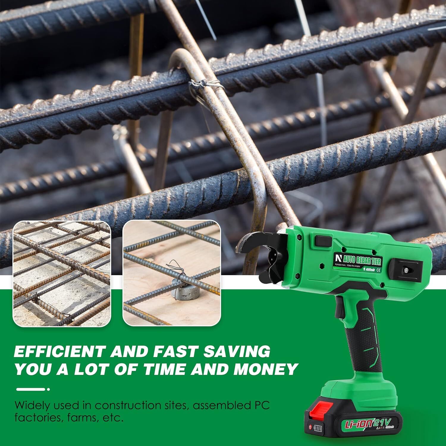 NEWTRY Automatic Rebar Tie Gun Pro 734mm Rebar Tier Tying Machine 0.3