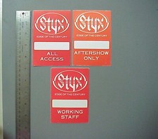 Styx satin backstage passes 3 AUTHENTIC Edge of the Century !
