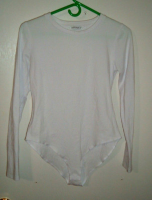 Mango Pop Women's Size Medium White Long Sleeve Body Suit