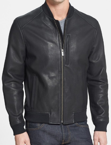 Cole Haan Faux Leather Bomber Jacket 