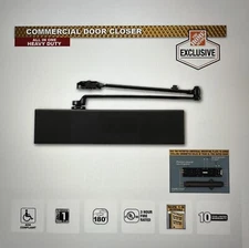 Size 1-6 All-In-One Commercial Door Closer with Universal Mount Plate - ANSI Gra